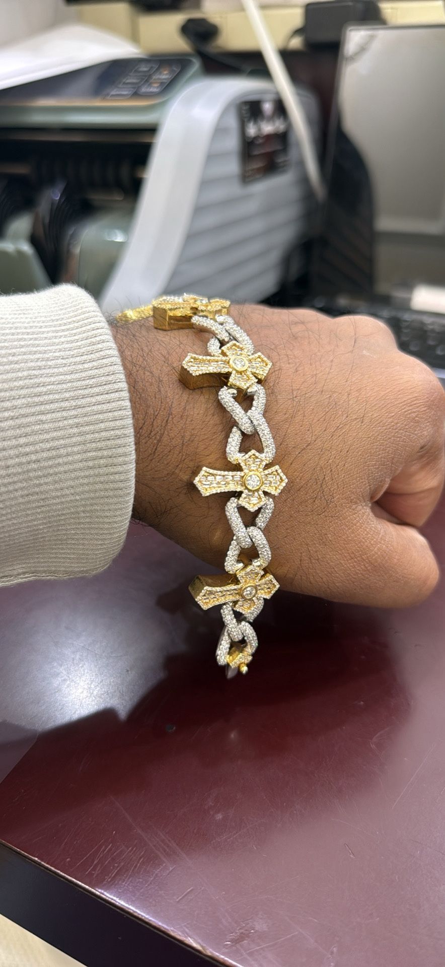 Diamond Cross Bracelet 10k  Solid Gold 