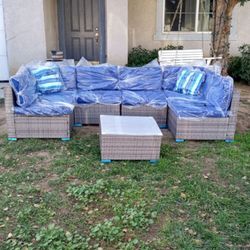 Seven Piece Patio Furniture Set Outdoor Patio Furniture Brand New Patio Sofa Set 🆕