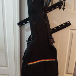 CAHAYA{black and R.W.&Blue pin striped nylon dual zipper non padded guitar tote bag.