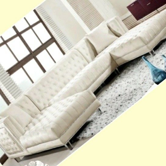 🔹Moda Velvet Cream Double Chaise Sectional