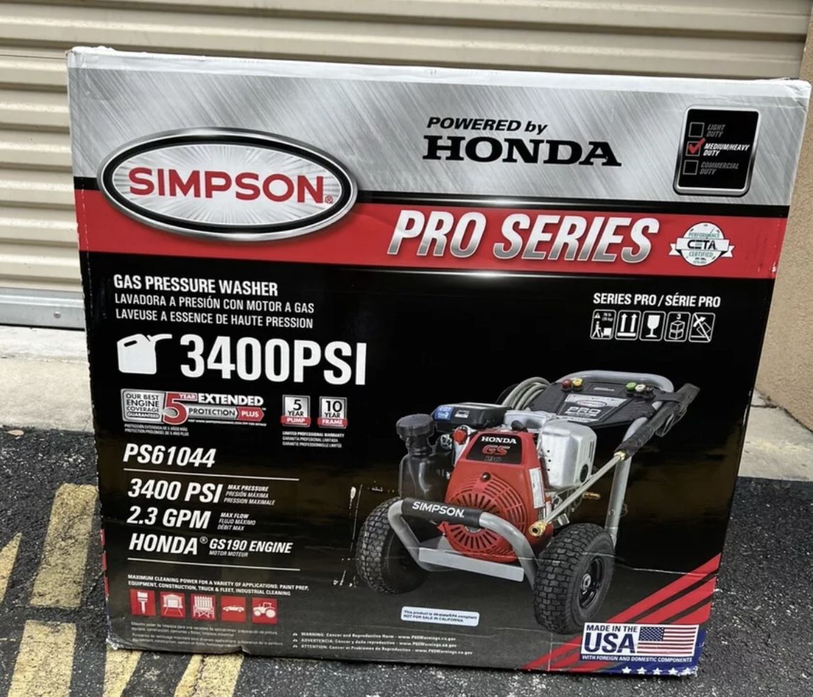Honda Simpson Pro Series 3400 PSI Pressure Washer