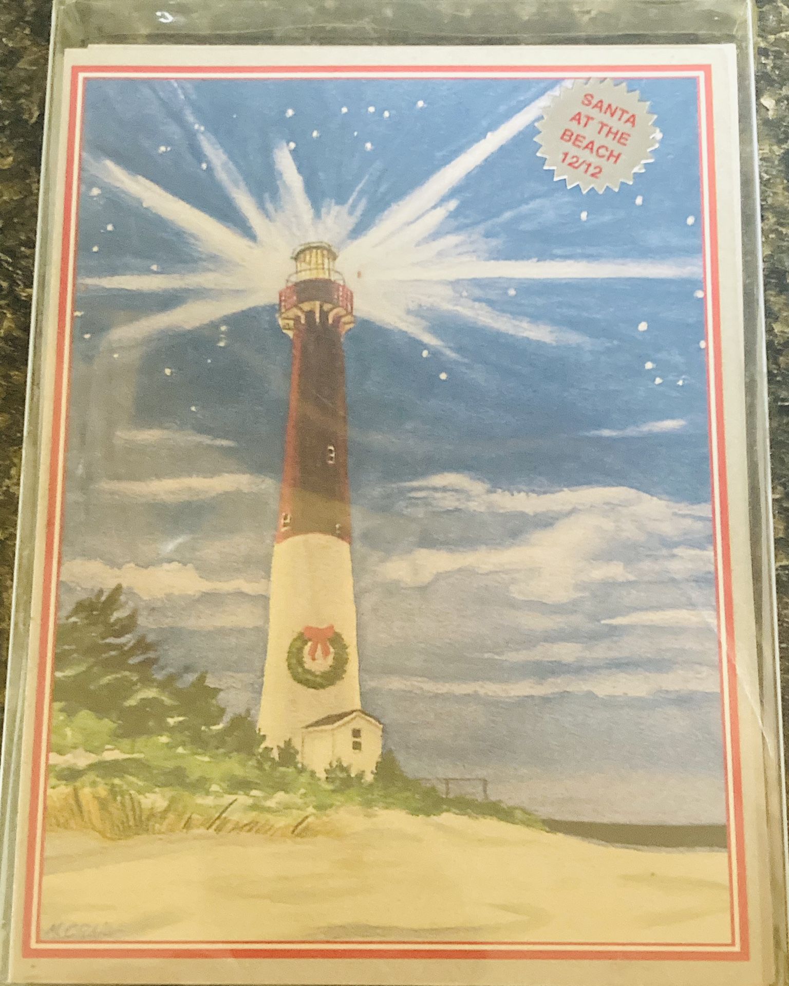 Santa At The Beach Holiday Cards With Envelopes