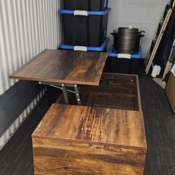  39" Wood Lift Top Coffee Table with Storage
