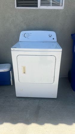 Gas dryer kenmore it’s makes little bit noise at the beginning but in 5 seconds it’s stops works perfectly fine dry the clothes good