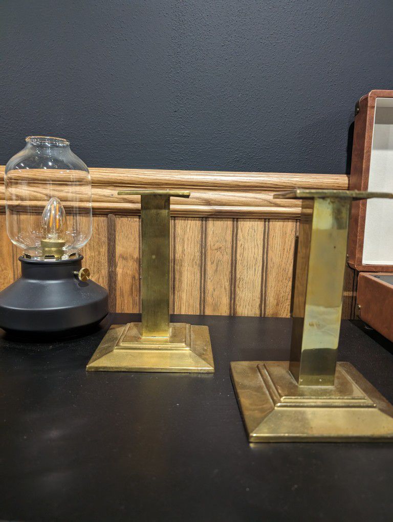 MCM B & H (Bradley And Hubbard) Brass Mission Style Candle Stick Holders 