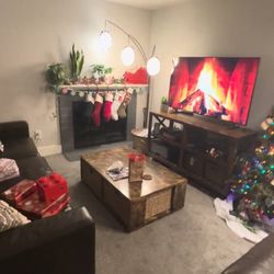 Rustic Coffee Table w/ Woven Storage Bins 