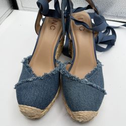 Denim Wedge Sandals
