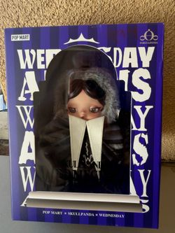 POPMART NEW  SKULLPANDA Wednesday Plush Nevermore Academy Uniform Version CUTE