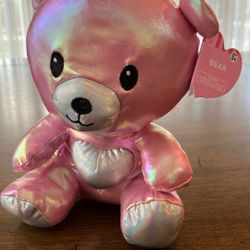 New ✨ Shimmering Pink Iridescent Plush Bear