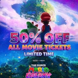 50% off all Cinemark tickets