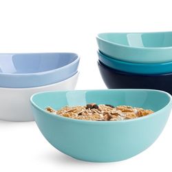 6 Inch Porcelain 18 oz Bowls Set of 6, for Soup | Cereal | Fruits | Rice - Microwave, Dishwasher, and Oven Safe - Cool Assorted Color