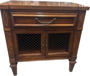 Vintage Burl Wood Accent Cabinet | Bar Cabinet • Coffee Station • Entry Console