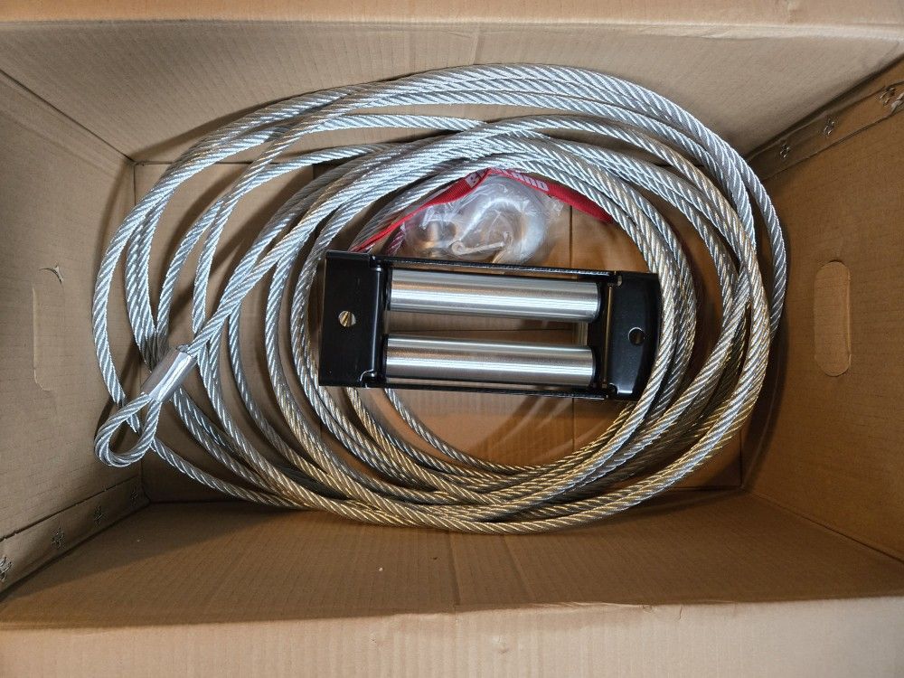 BADLAND 3/8 in. x 65 ft. Replacement Winch Cable with Hook And winch roller fairlead