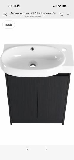 23" Bathroom Vanity with Sink, Freestanding Storage Cabinet with Soft Close Doors, Modern Black Chestnut Finish, Single Vanity for Small Spaces