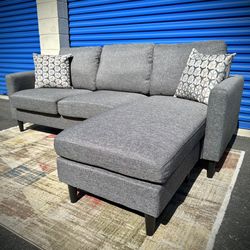 Gray Modern Reversible Sectional Sofa