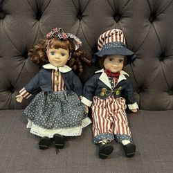 America Porcelain Boy And Girl Doll