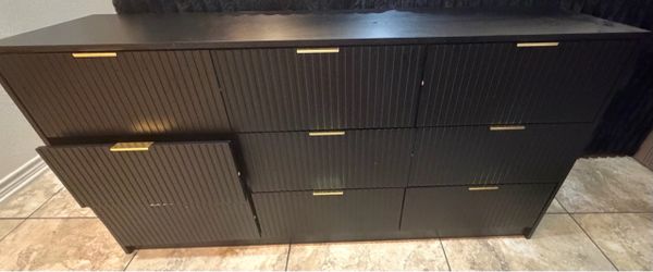 Black Dresser with Gold Handles