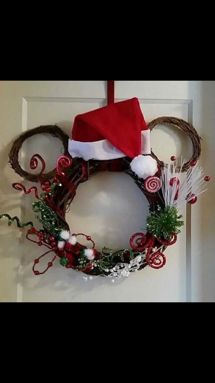Mickey shaped Christmas wreath