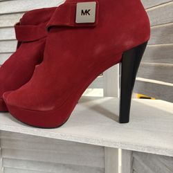 Michael Kors Red Suede platform Toe Booties Size 9