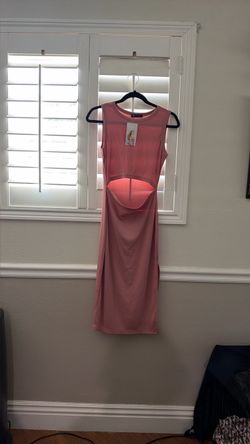 Pink Cutout Midi Dress with Side Slit size S