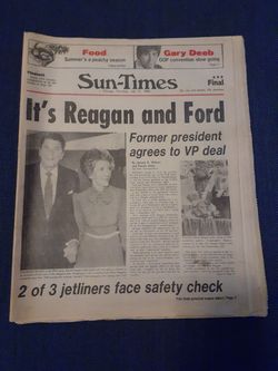 Chicago Sun Times July 17th 1980 Ronald Reagan