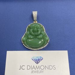 Budda Pendant 10k Gold Diamomds 2 Inch 