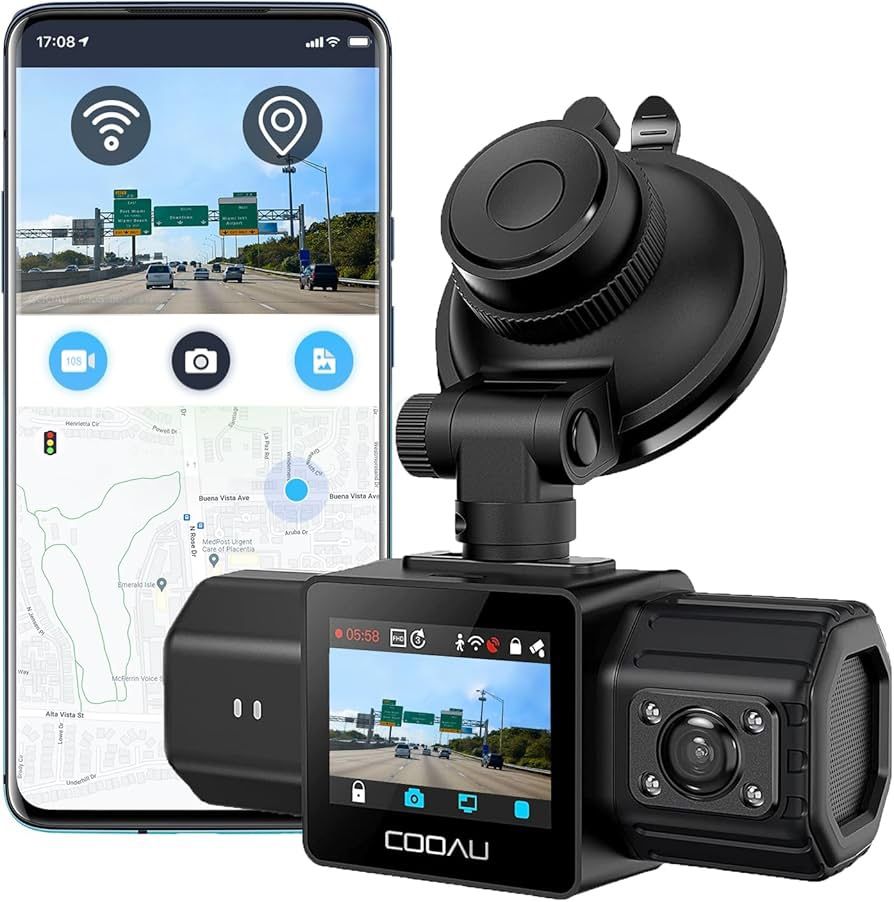 1080P Dual Dashboard Camera, COOAU Front and Interior Dash Cam