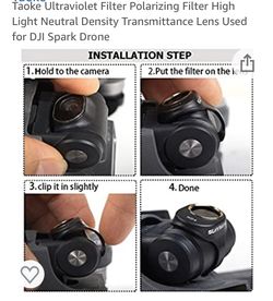 Taoke Ultraviolet Filter Polarizing Filter High Light Neutral Density Transmittance Lens Used for DJI Spark Drone