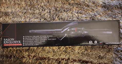 Tapered Hair Curler 1-1/2" with Ceramic Coating, 19mm~25mm Barrel Curling Tong, Hair Curling Wand 100℃-200℃, Hair Curling Iron with 60 Min Auto Shut O