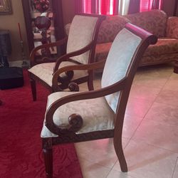 Two Cream Antique Matching Chairs 