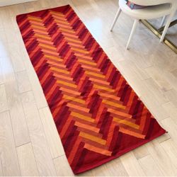 Red Orange Geometric Kilim Runner Rug