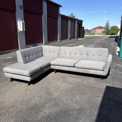 **FREE DELIVERY** Beautiful Grey Mid Century Modern L Shaped Joybird Sectional Couch