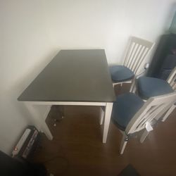 Wood Kitchen table/desk with 3 chairs