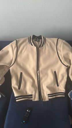Cream Varsity Bomber Jacket