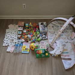 Big Baby Lot! Infantino Carrier, Play Mat, Tons of Toys, Clothes, Bottles