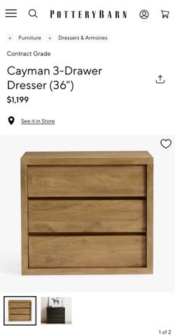 Pottery Barn Cayman 3 drawer wood dresser, Biscotti color