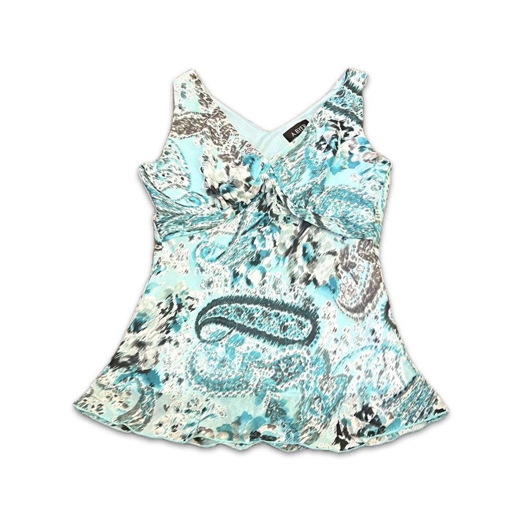 Vtg Mermaid Core A.Byer Paisley Mesh Top