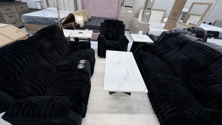 Recliner 3 Pc Velvet Black 