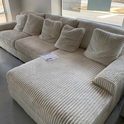 Ashley Ivory Cloud White Soft Cozy Plush Deep Seating Modular Sectional Couch With Chaise 
