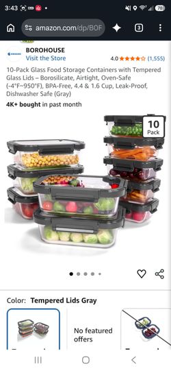 Borohouse 10 piece tempered glass containers