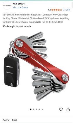KEYSMART Red key holder organizer key ring  NEW 