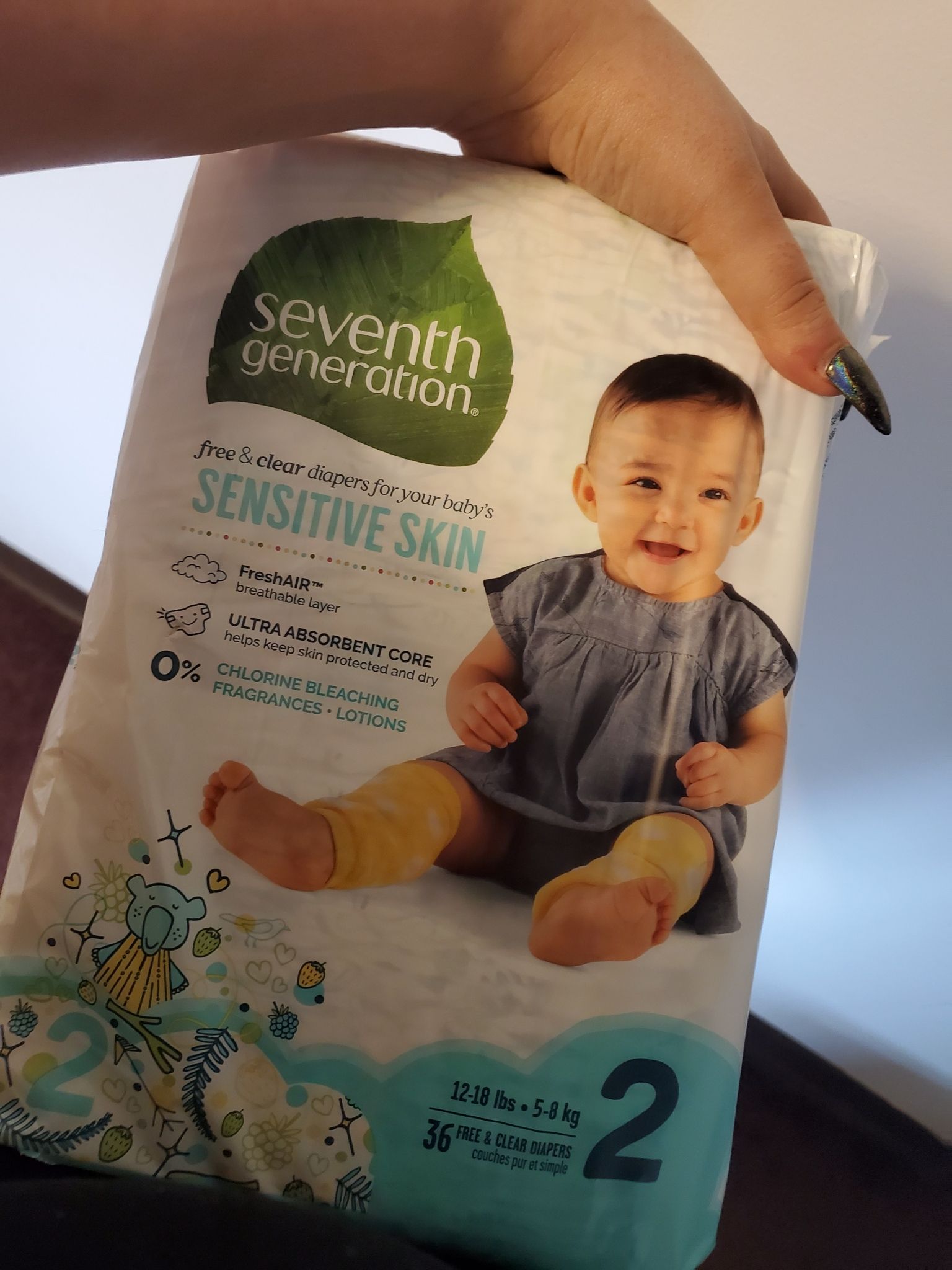 Seventh generation diapers size 1 40 count size 2 36 count
