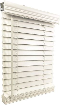 US Window And Floor 2" Faux Wood 70.25" W x 48" H, Inside Mount Cordless Blinds, White 2 sets