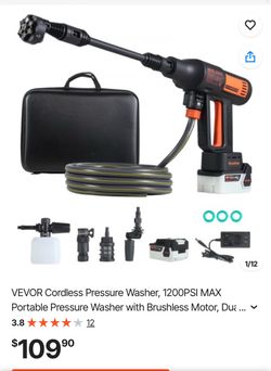VEVOR Cordless Pressure Washer 1200PSI