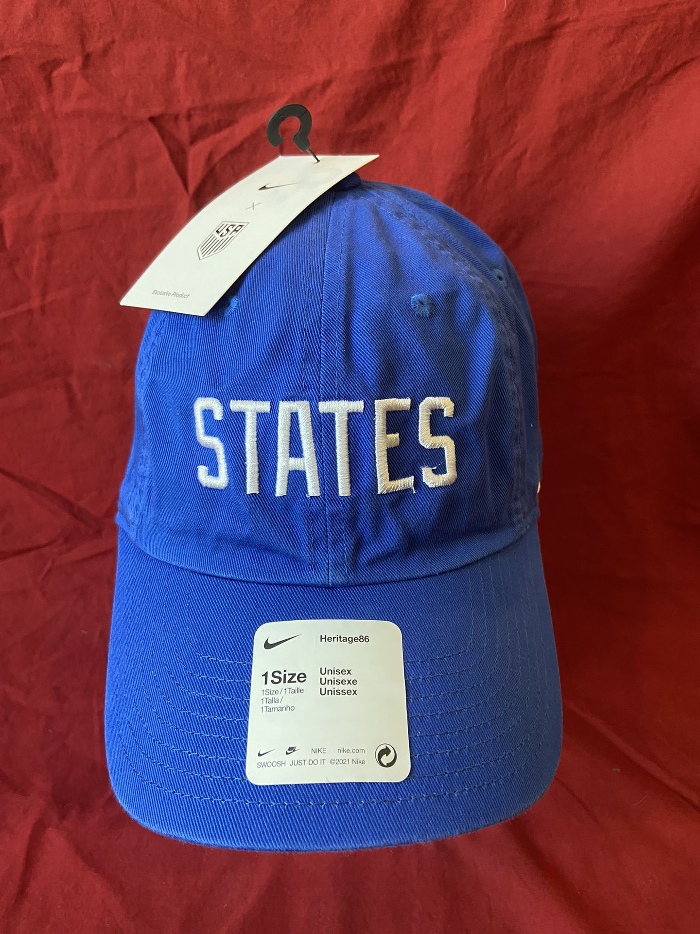 NEW USMNT Unisex Campus Crest State Nike Dri-Fit Adjustable Hat Blue