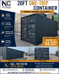 20FT One-Trip Shipping Container Delivered to Denver, CO – $4,327
