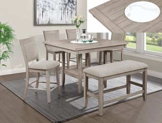 FULTON COUNTER HEIGHT DINING TABLE WITH CHAIRS AND BENCH