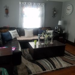 Dark Wood Coffee Table With Drawers And Farm Couch Table With Side Tables