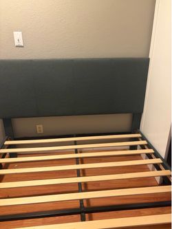 Queen upholstered platform bed