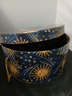 Vintage Celestial Whimsigoth Sun/Stars Hatbox $20